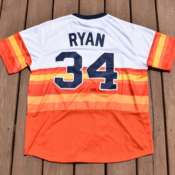 New! Nolan Ryan Astros Orange Rainbow Vintage Baseball Jersey Adult Men's Sizes - Picture 1 of 2
